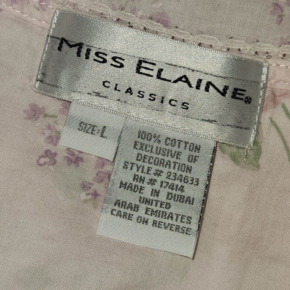 VINTAGE Miss Elaine Pink Nightgown Slip Dress Ribbon Bows Cottagecore Size L - Picture 3 of 8